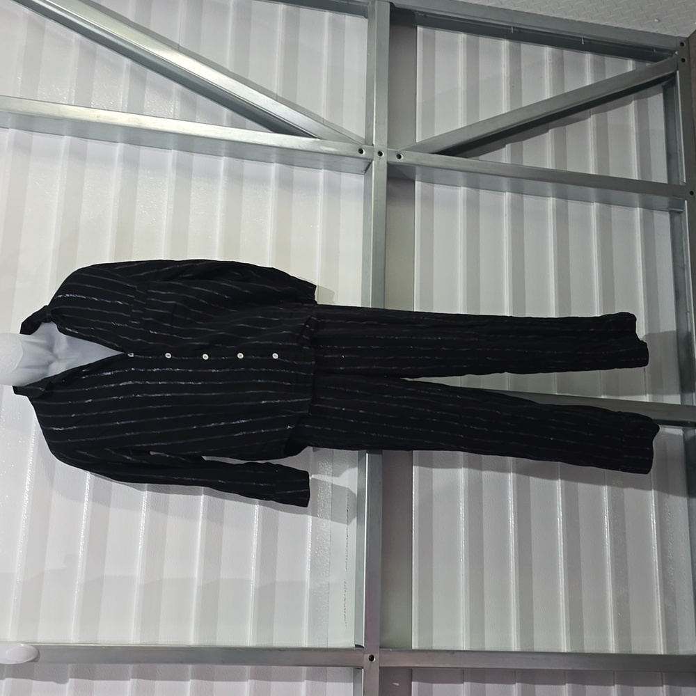 Victoria Secret Black Shimmer Striped Pajamas Medium